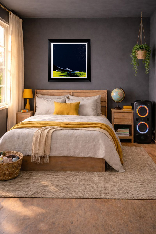 Water’s Edge by Jay Nottingham, original painting, in room