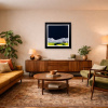 Winter Cottage by Jay Nottingham, original painting, in room