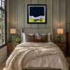 Winter Cottage by Jay Nottingham, original painting, in room