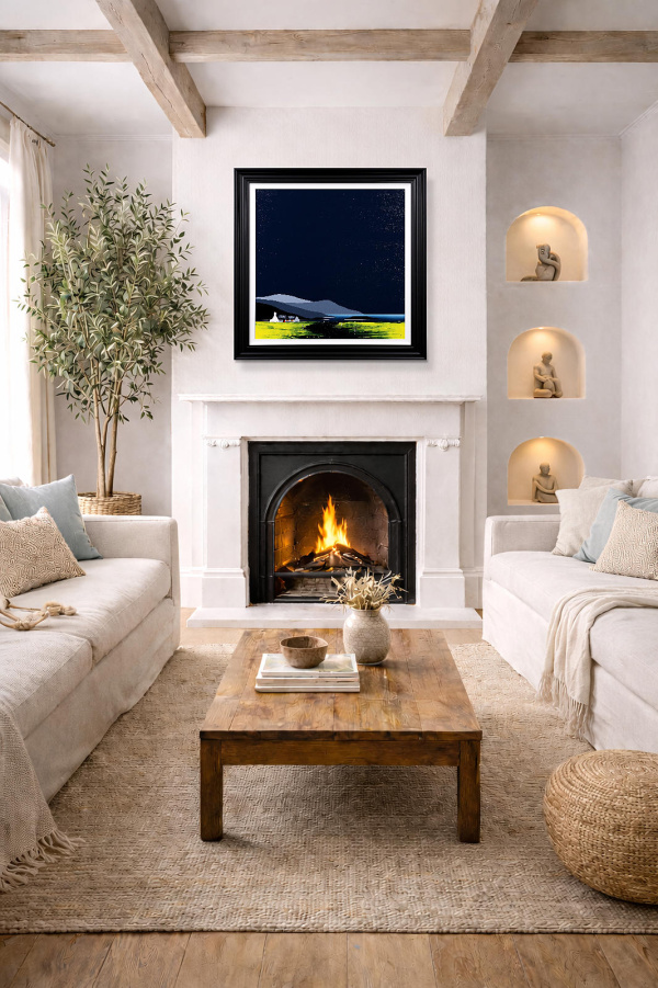 The Old Boathouse by Jay Nottingham, original painting, in room