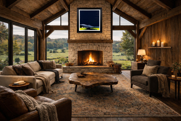 The Old Boathouse by Jay Nottingham, original painting, in room