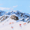 Alpine Escape I by Paola Cassais, original painting, detail