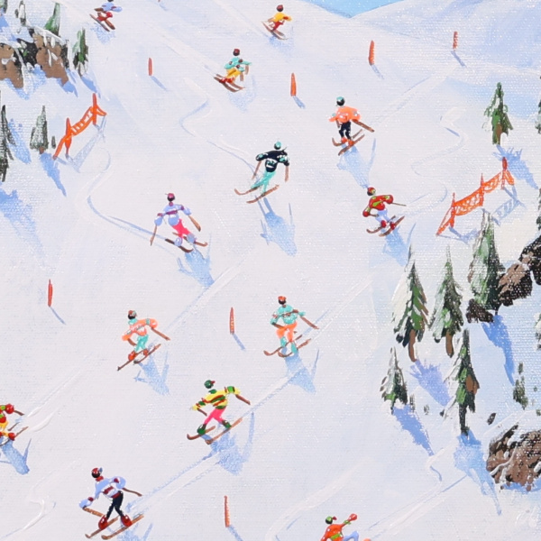 Ski Season Cheer by Paola Cassais, original painting, detail