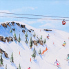 Ski Season Cheer by Paola Cassais, original painting, detail