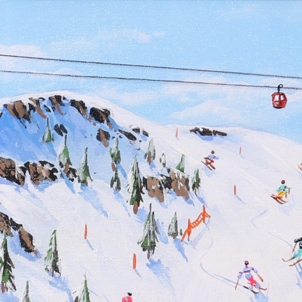 Ski Season Cheer by Paola Cassais, original painting, detail
