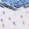 Winter Village Slopes by Paola Cassais, original painting, detail