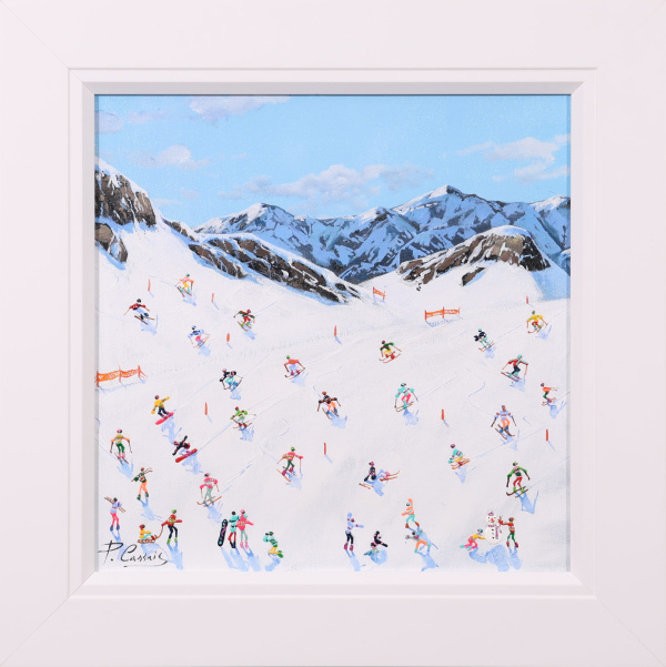 Winter Village Slopes by Paola Cassais, original painting