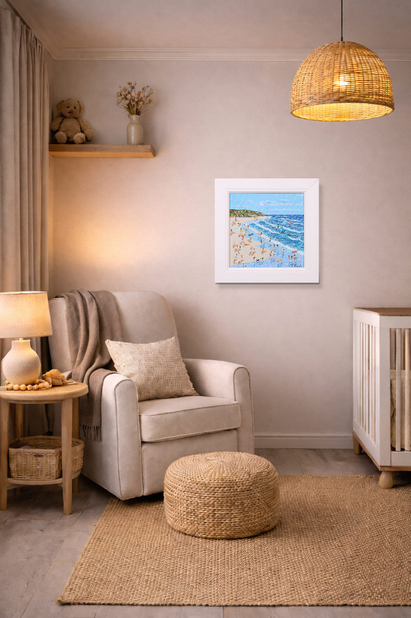 Seaside Joy I by Paola Cassais, original painting, in room