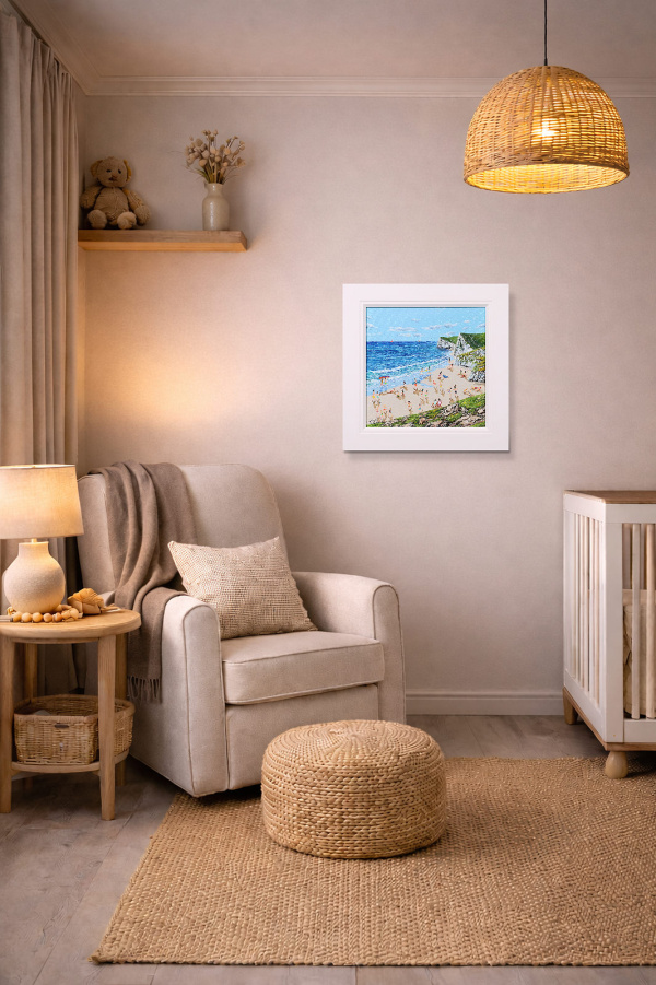 Coastal Moments by Paola Cassais, original painting, in room