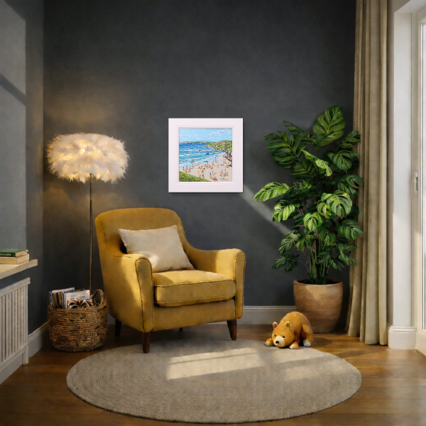Beachside Bliss by Paola Cassais, original painting, in room