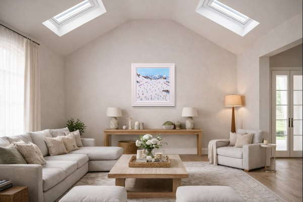 Mountain Celebration by Paola Cassais, original painting, in room