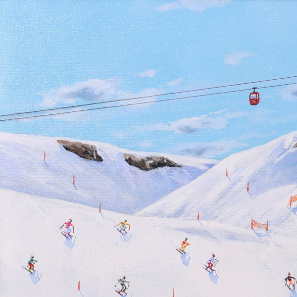 Grand Alpine Day by Paola Cassais, original painting, detail