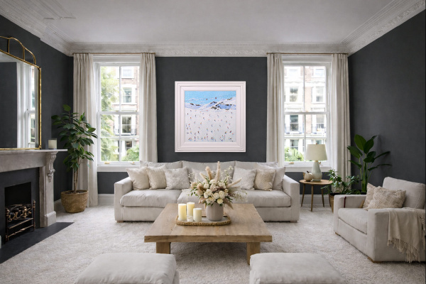 Grand Alpine Day by Paola Cassais, original painting, in room