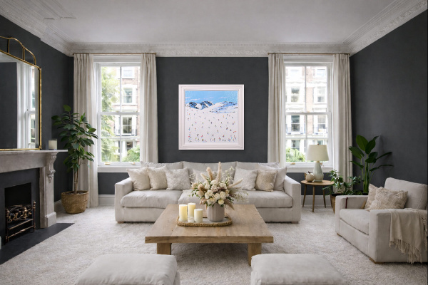 Winter Heights by Paola Cassais, original painting, in room