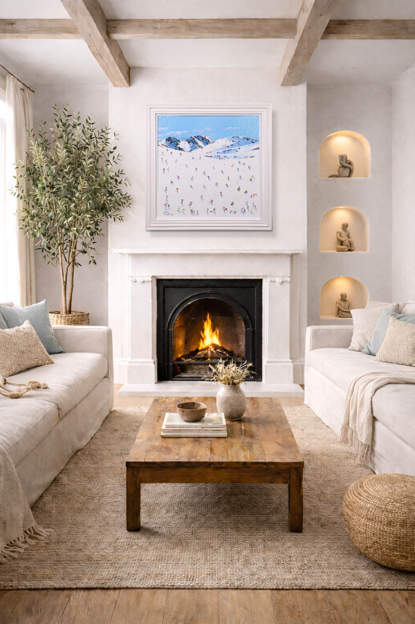 Winter Heights by Paola Cassais, original painting, in room