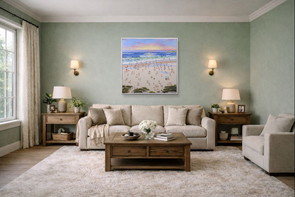 Coastal Light by Paola Cassais, original painting, in room