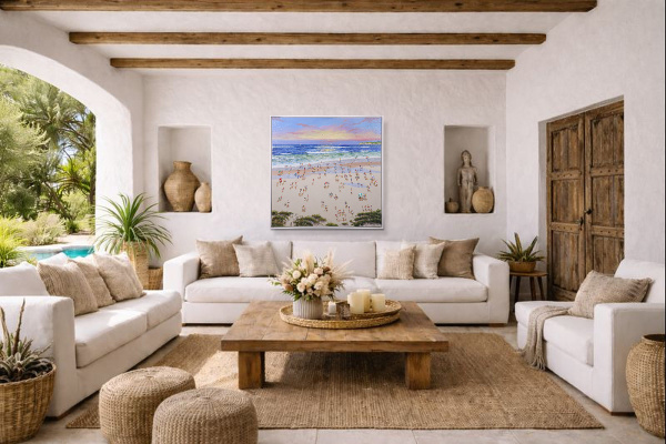 Coastal Light by Paola Cassais, original painting, in room