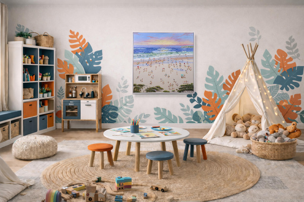 Coastal Light by Paola Cassais, original painting, in room