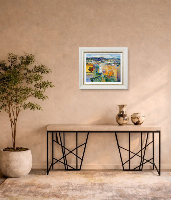 Golden Fields of Tuscany by Mario Malfer, original painting, in room