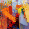 Sunlit Landscape by Mario Malfer, original painting, detail