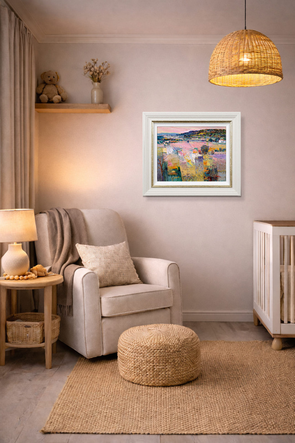Hillside Harmony by Mario Malfer, original painting, in room