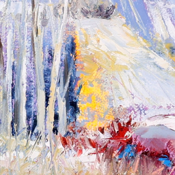 Winter Light in Tuscany by Mario Malfer, original painting, detail
