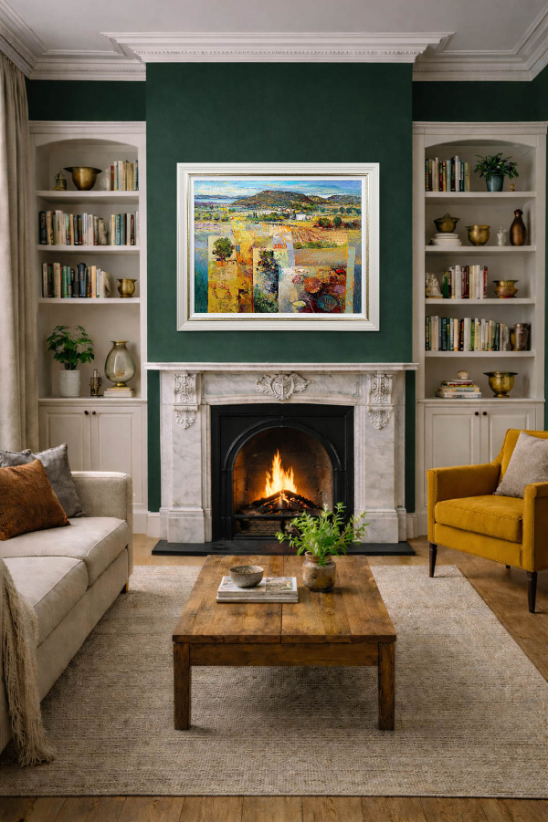Tuscan Vista by Mario Malfer, original painting, in room