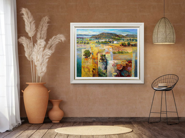Tuscan Vista by Mario Malfer, original painting, in room