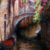 Venetian Reflections by Raffaele Fiore, original painting, detail