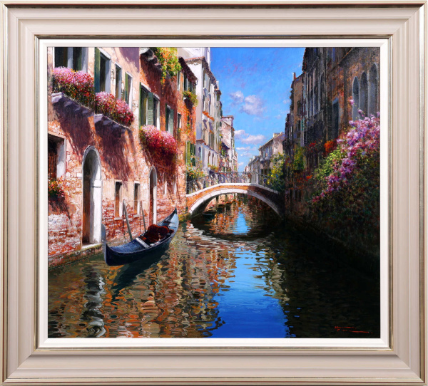 Sunlit Canal by Raffaele Fiore, original painting