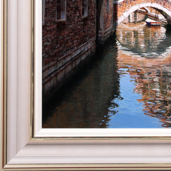 Bridge Over the Canal by Raffaele Fiore, original painting, detail