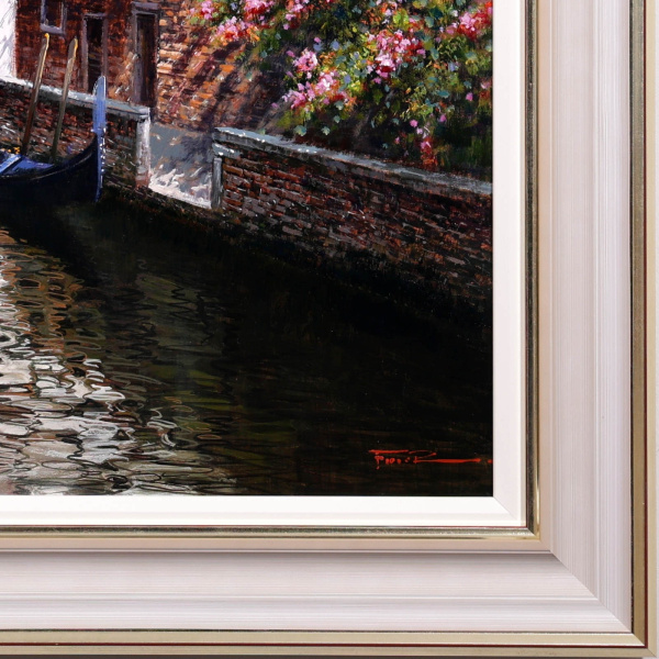 Bridge Over the Canal by Raffaele Fiore, original painting, detail