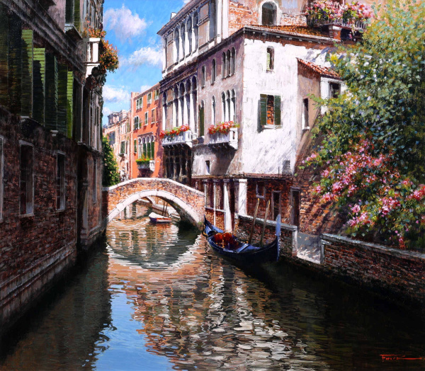 Bridge Over the Canal by Raffaele Fiore, original painting