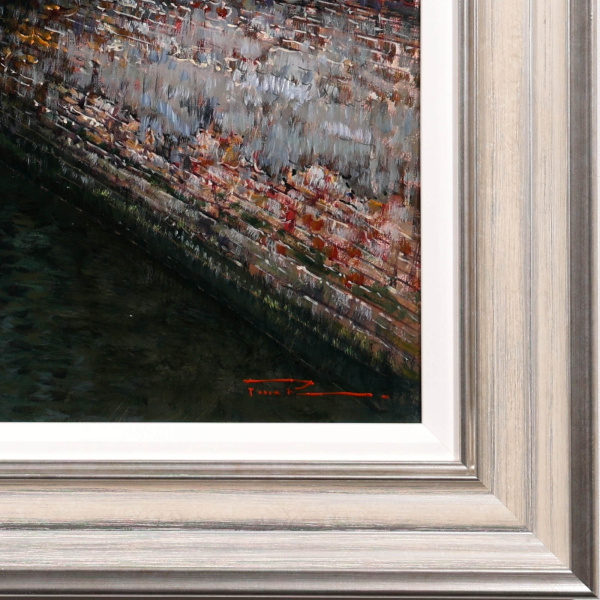 Winter in Venice by Raffaele Fiore, original painting, detail