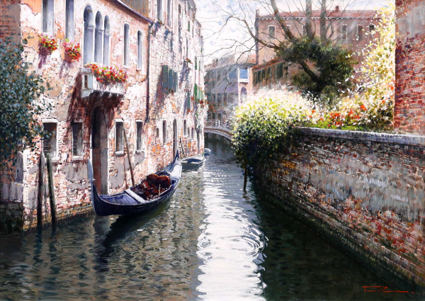 Winter in Venice by Raffaele Fiore, original painting