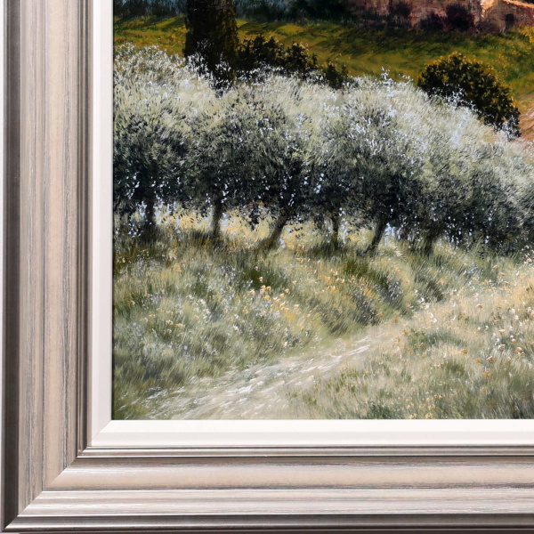 Tuscan Sunset Glow by Raffaele Fiore, original painting, detail