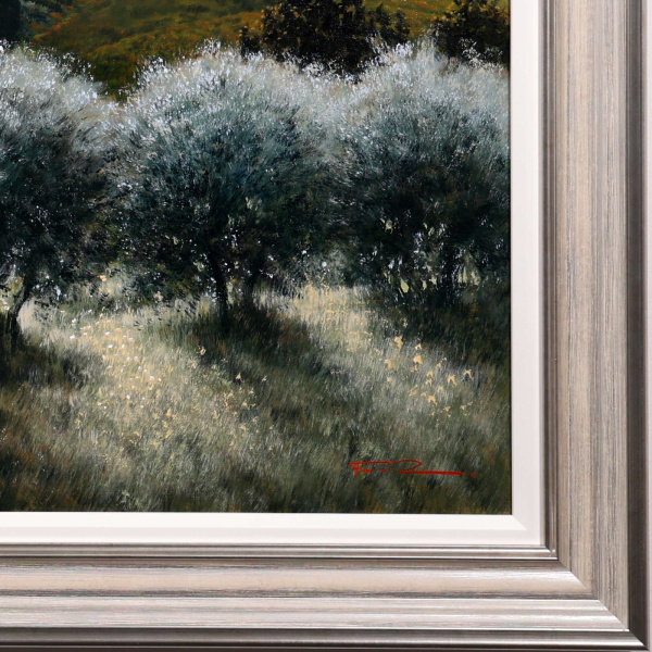 Tuscan Sunset Glow by Raffaele Fiore, original painting, detail