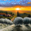 Tuscan Sunset Glow by Raffaele Fiore, original painting