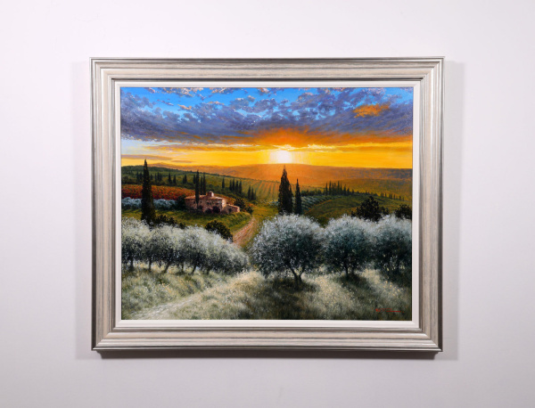 Tuscan Sunset Glow by Raffaele Fiore, original painting