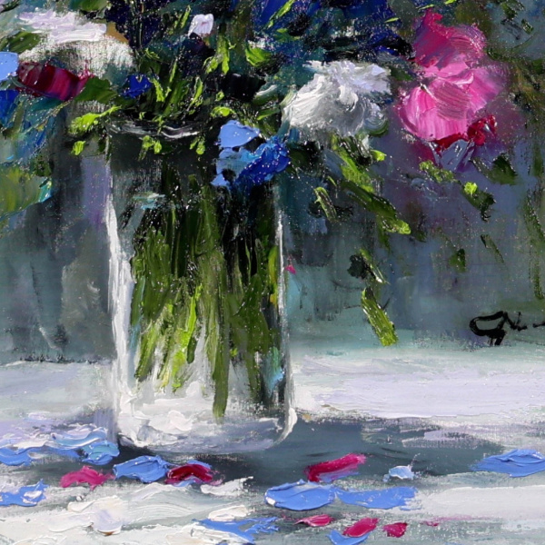 Radiant Petals by Gerhard Nesvadba, original painting, detail