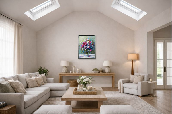 Radiant Petals by Gerhard Nesvadba, original painting, in room