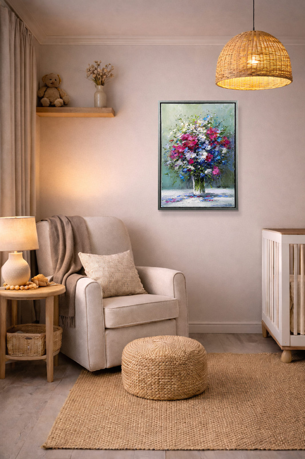 Radiant Petals by Gerhard Nesvadba, original painting, in room