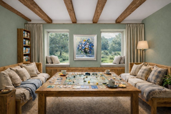 Floral Crescendo by Gerhard Nesvadba, original painting, in room