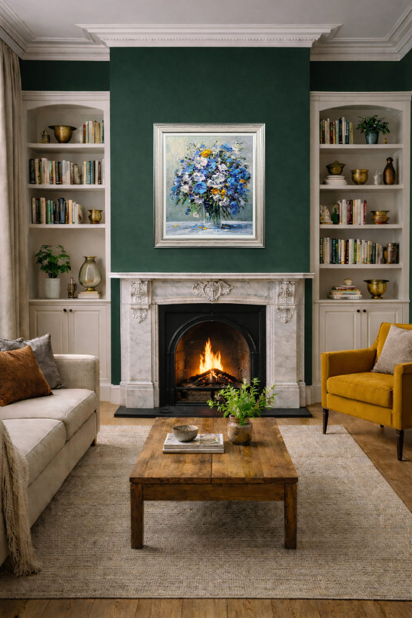 Floral Crescendo by Gerhard Nesvadba, original painting, in room