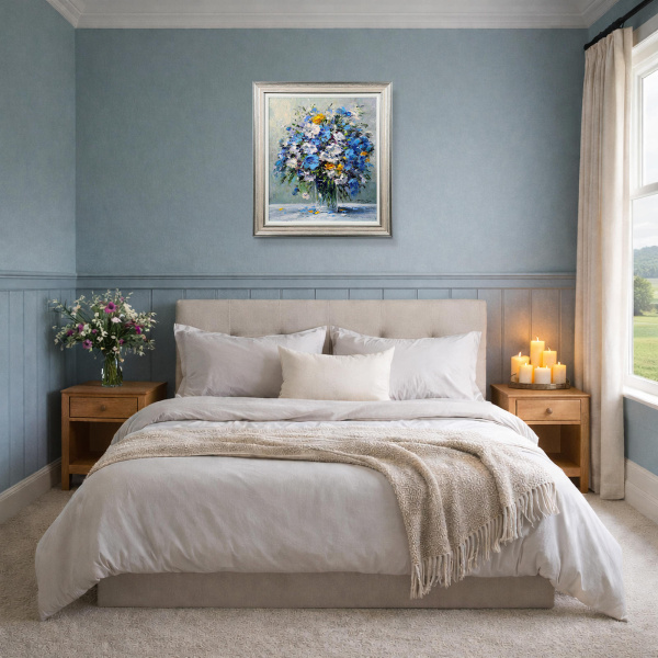 Floral Crescendo by Gerhard Nesvadba, original painting, in room