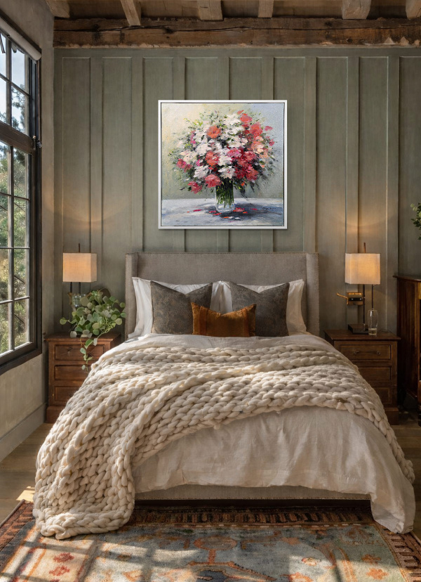 Blush & Bloom by Gerhard Nesvadba, original painting, in room