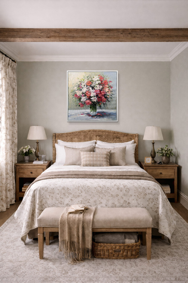 Blush & Bloom by Gerhard Nesvadba, original painting, in room