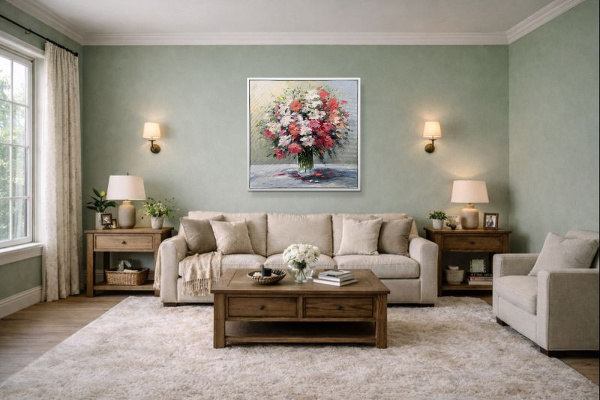 Blush & Bloom by Gerhard Nesvadba, original painting, in room
