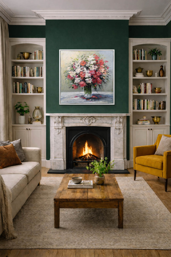 Blush & Bloom by Gerhard Nesvadba, original painting, in room