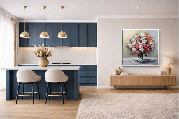 Blush & Bloom by Gerhard Nesvadba, original painting, in room